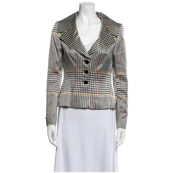 ESCADE MODERN HOUNDSTOOTH SILK JACKET SIZE 42 - Picture 1 of 12